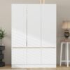 6 Doors Wardrobe Storage For Bedroom - White - Image 6