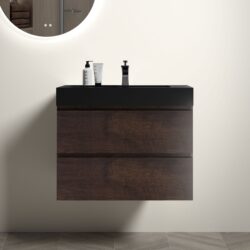 Alice - 30" Bathroom Vanity With Sink, Large Storage Wall Mounted Floating Bathroom Vanity For Modern Bathroom, One-Piece Sink Basin Without Drain And Faucet - Walnut / Black