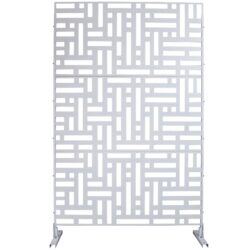 Decorative Freestanding Metal Privacy Screen For Indoor & Outdoor Use - White