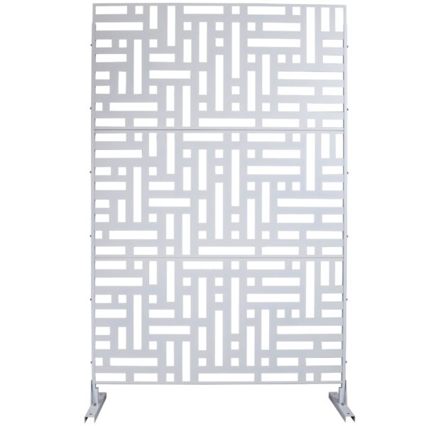 Decorative Freestanding Metal Privacy Screen For Indoor & Outdoor Use - White