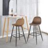 Bar Stools (Set of 2) Velvet Barstool Modern Counter Bar Height Chair With Back, Sturdy Metal Legs & Footrests, Island Stool For Kitchen Bar - Brown - Image 5