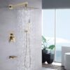 Modern 10" Wall Mounted Rainfall Shower Head System - Brushed Gold - Image 6