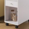 Mobile Chairside Table With Drawer - White - Image 5
