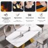 Modern Artificial Stone Curved Metal Leg Dining Table, Can Accommodate 6-8 People - White / Gold - Image 11
