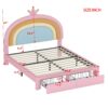 Full Size Upholstered Rainbow Design Bed, Velvet Princess Platform Bed With Storage Drawer, No Box - Spring Needed - Colorful / Pink - Image 8