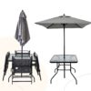 Outdoor Patio Dining Set For 4 People, Metal Patio Furniture Table And Chair Set With Umbrella - Black - Image 6