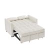 Velvet Loveseat Sofa Bed - Off White - Image 4