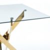 Dining Table With Cross Metal Leg And Tempered Glass, Modern Space Saving Kitchen Table For Living Room, Chrome Legs, Square Table - Golden - Image 10
