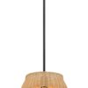 Essence - Single Lights Pendant With Shade - Black / Rattan - Image 2