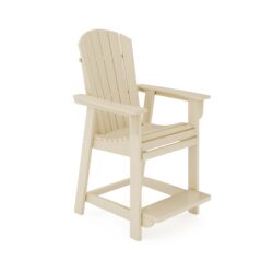 Adirondack Style Counter Chair Stylish HDPE Poly Lumber For Dining, Patio, And Garden Comfort - Beige