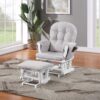 Mason - Glider And Ottoman White Wood - Woven Gray Fabric - Image 4