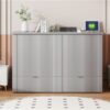Full Size Murphy Bed With Drawer And A Set Of Sockets & USB Ports, Pulley Structure Design - Gray - Image 19