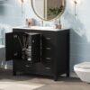 Bathroom Vanity With Ceramic Sink Combo, Abundant Storage Cabinet 2 Soft Close Doors And 5 Drawers - Black - Image 23