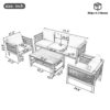 4 Pieces Outdoor Sectional Sofa Set 5 Person Patio Seating Group Outdoor Conversation Set With Cushions And A Coffee Table For Patios, Gardens, Or Balcony - Beige - Image 3
