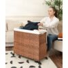 Laundry Hamper With Lid PE Rattan Powder Coating Frame Clothes Hampers With 2 Removable Bags, Wheels, 160L - Brown - Image 20