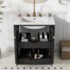 Freestanding Bathroom Vanity Combo With Ceramic Sink Shaker Style Vanities 2 Doors And 2 Drawers - Black - Image 2