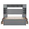 Queen Size Bed With All In One Cabinet, Shelf And Sockets - Gray - Image 3