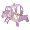 Twin Size Princess Carriage Bed With Crown, Platform Car Bed With Stair - Purple / Pink - Image 5