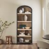 Modern 5 Shelf Open Arched Bookshelf - Black - Image 8