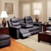 Reclining Sofa With Middle Console Slipcover, Stretch 3 Seat Reclining Sofa Covers - Black - Image 3