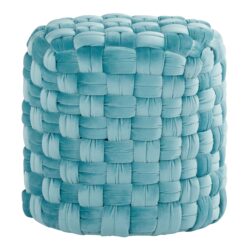 Braided - Round Ottoman - Ice Blue