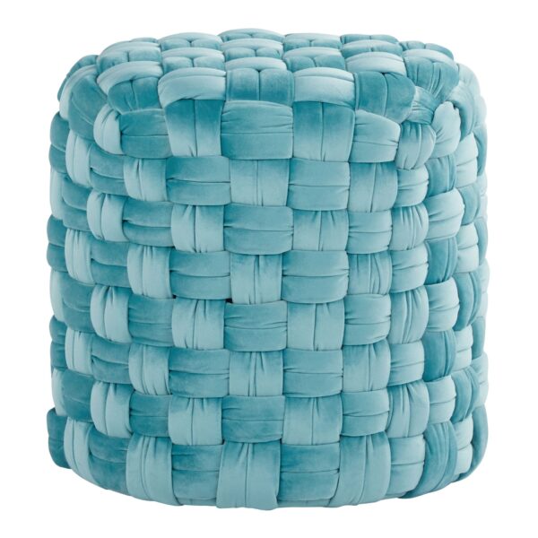 Braided - Round Ottoman - Ice Blue