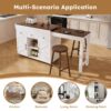 Modern Kitchen Island With Extendable Dining Table & Power Outlet - White - Image 22