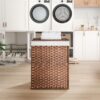Laundry Hamper With Lid PE Rattan Powder Coating Frame Clothes Hampers With 2 Removable Bags, 100L - Brown - Image 21