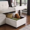 Lucca II - Woven Fabric Reversible Sleeper Sectional Sofa With Storage Chaise and Pocket Coil Seating - Beige - Image 4