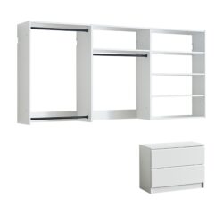 Devi - Wall Mounted Wood Closet System With Modular Versatility And Warm - White