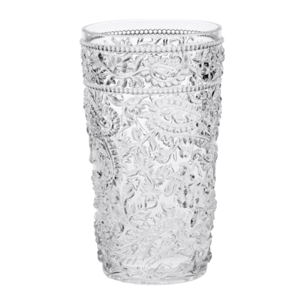 Paisley - Acrylic Glasses (Set of 4) Hi Ball, Bpa Free,Plastic Drinkware, 17Oz - Clear