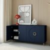Modern Lacquered 4 Door Wooden Cabinet Sideboard Buffet Server Cabinet Storage Cabinet, For Living Room, Entryway, Hallway, Office, Kitchen And Dining Room - Navy Blue - Image 4