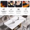 63" Modern Artificial Stone White Straight Edge Golden Metal Leg Dining Table - White / Gold - Image 8