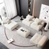 Modern Oversized Modular Sectional Sofa, Sparkling Chenille Fabric Soft Cushion Sofa With 6 Pillows, 6 Pieces Diy Combination Tufted Sofa, No Assembly Required - Beige - Image 11
