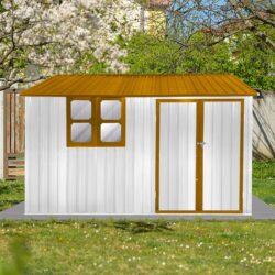 10'x8' Garden Sheds Outdoor Storage Sheds With Window - White / Yellow