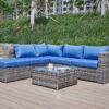 Luxurious Comfort Patio Sofa With Cushions - Blue / Gray - Image 16