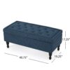 Hyatt - Suede Storage Ottoman With Tufted Top And Dark Wooden Legs - Navy Blue - Image 3