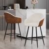 Modern Style Counter Height Bar Stools, With Comfortable Upholstery, Durable Metal Legs Ensure Stability - Brown - Image 2