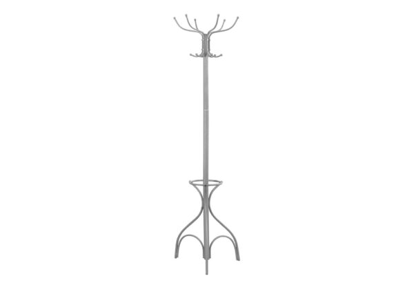 Coat Rack, Hall Tree, Free Standing, 12 Hooks, Entryway, Umbrella Holder, Contemporary & Modern - Silver