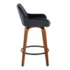 Daniella - Contemporary Fixed Height Counter Stool With Swivel With Round Footrest (Set of 2) - Walnut / Black - Image 3
