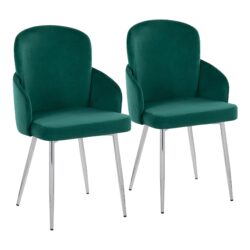 Dahlia - Contemporary Dining Chair (Set of 2) - Chrome / Green
