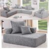 Lounge Frame For Oversized Modular U Shaped Sectional Floor Couch Convertible Compressed Couch, Spacious Foam Filled Sofa - Gray - Image 5