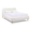 Roman - Queen Curved Headboard Upholstered Platform Bed - Ivory White - Image 2