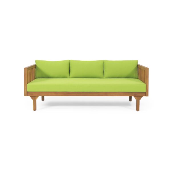 Claremont - 3 Seater Daybed Teak Acacia Wood Water Resistant Cushions - Green