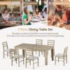 7 Piece Wooden Dining Table Set Mutifunctional Extendable Table With Leaf And 2 Drawers, 6 Dining Chairs With Soft Cushion - Natural Wash - Image 5