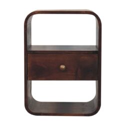 Curved Edge Bedside Table - Walnut