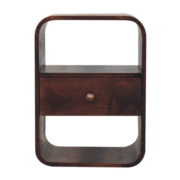 Curved Edge Bedside Table - Walnut