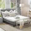 Aspen - Queen Vertical Tufted Modern Headboard Platform Bed Set - Opal Gray - Image 17