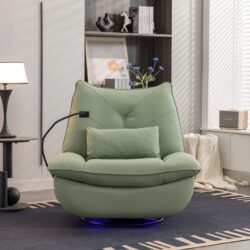 270 Swivel Glider Recliner Chair, Power Recliner Rocking Chair, USB Port Charge For Nursery Chair With Atmosphere Lamp For Living Room Bedroom Apartment - Green