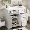Bathroom Vanity With Resin Sink Combo, Frame Bathroom Storage Cabinet, Freestanding Vanity Set With 3 Drawers & Adjustable Shelf - White - Image 16